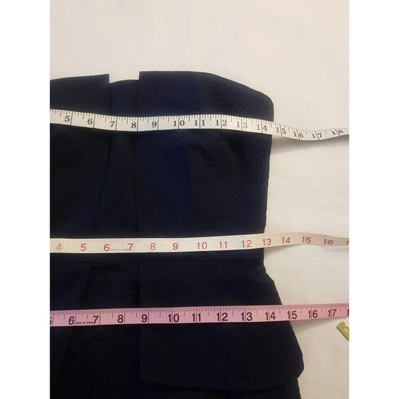 Banana Republic Womens Dress Size 2 Strapless Peplum Pucker Blue Mini Cocktail - Picture 12 of 12